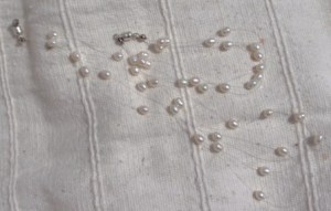 Freshwater pearls float on nearly invisible wire